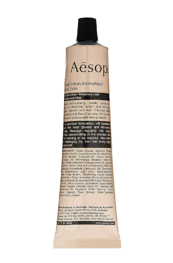 Aesop Resurrection Aromatique Hand Balm cruelty free