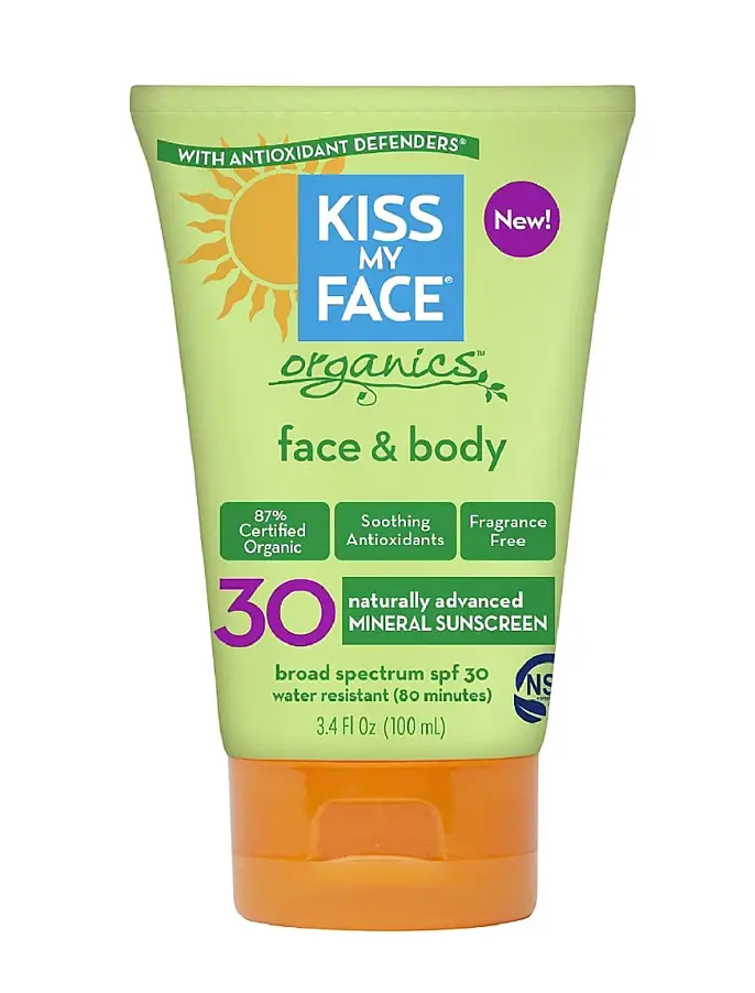 Kiss My Face Body & Face Mineral SPF 30 Natural Organic Sunscreen cruelty free